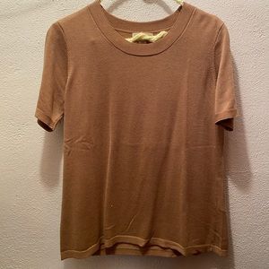 Tan Short Sleeve Knit Top